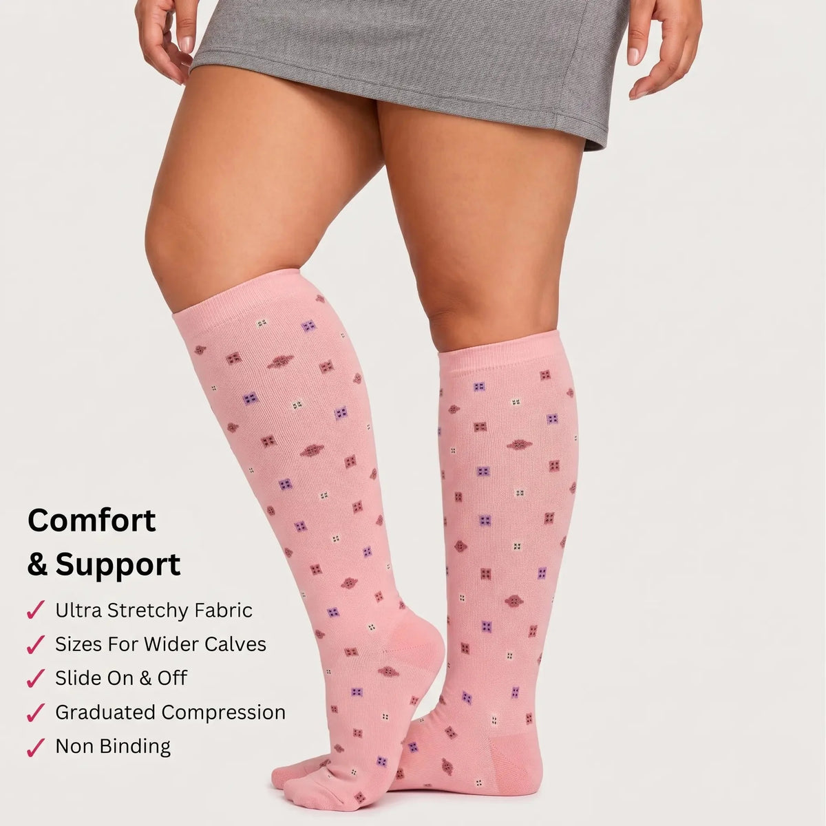 Calcetines de compresión Flores Rosa — imagen del producto 2
