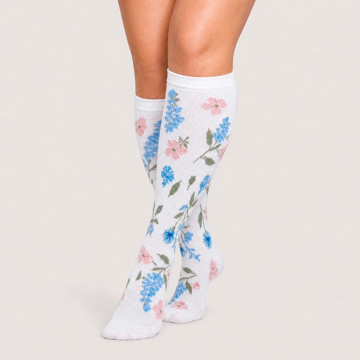 Calcetines de compresión Blancos con Flores — vista principal