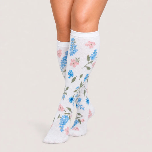 Calcetines de compresión Blancos con Flores — vista principal