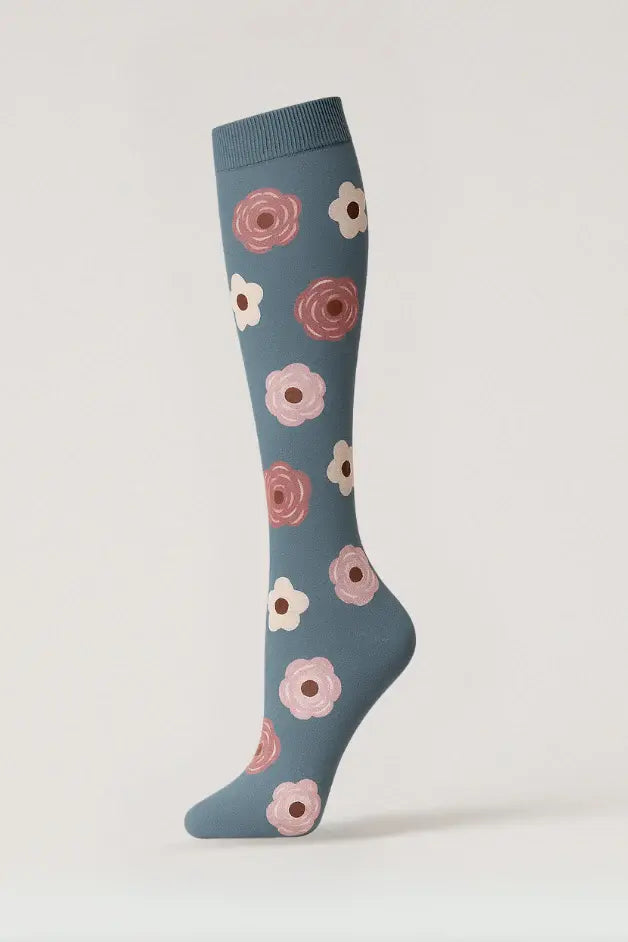 Calcetines de compresión Flores Gris — imagen del producto 3