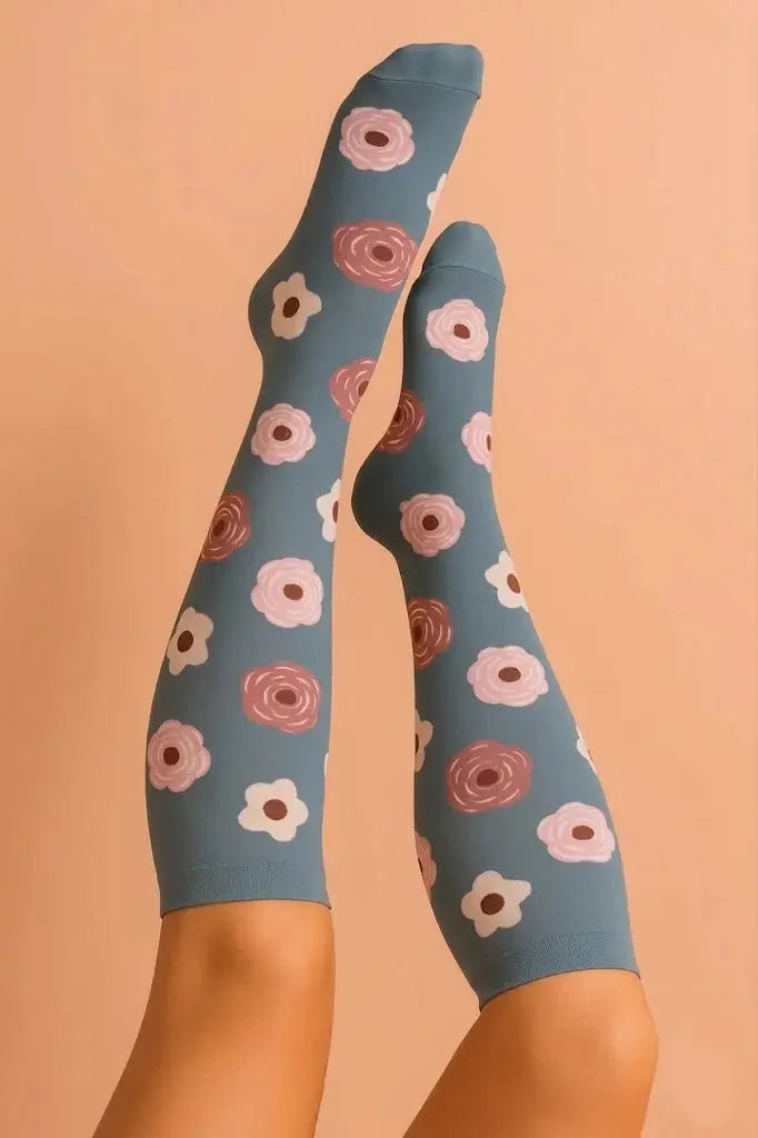 Calcetines de compresión Flores Gris — imagen del producto 2