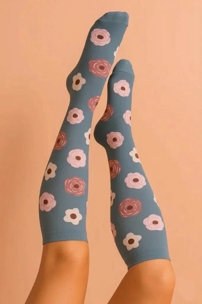 Calcetines de compresión Flores Gris — imagen del producto 2