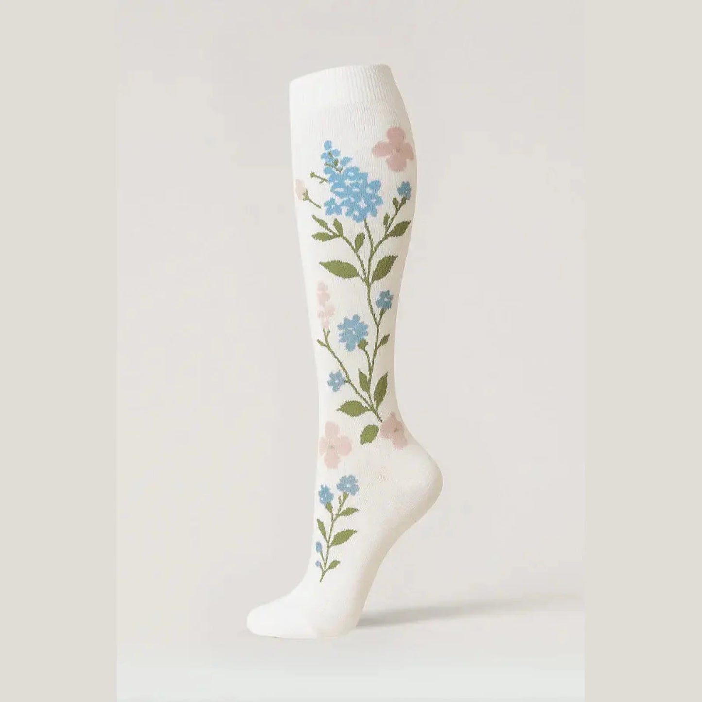 Calcetines de compresión Blancos con Flores — imagen del producto 3
