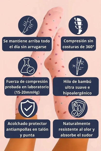 Calcetines de compresión Flores Rosa — imagen del producto 3