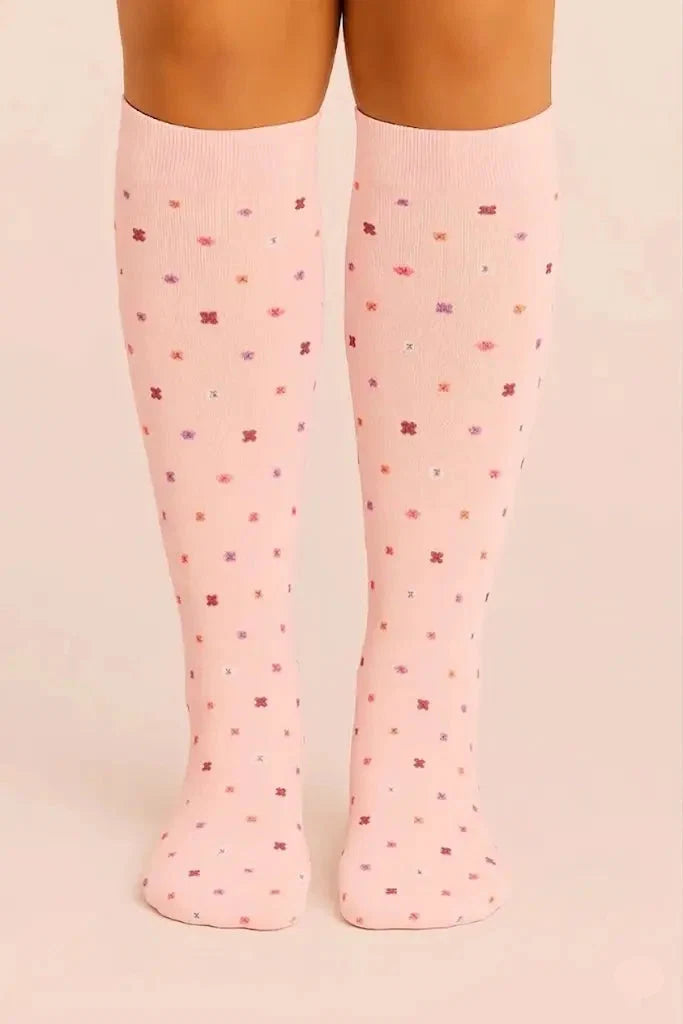 Calcetines de compresión Flores Rosa — vista principal