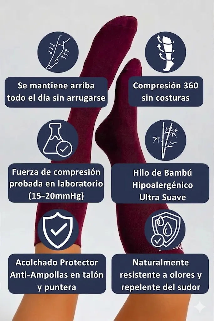 Calcetines de compresión Burdeos — imagen del producto 3