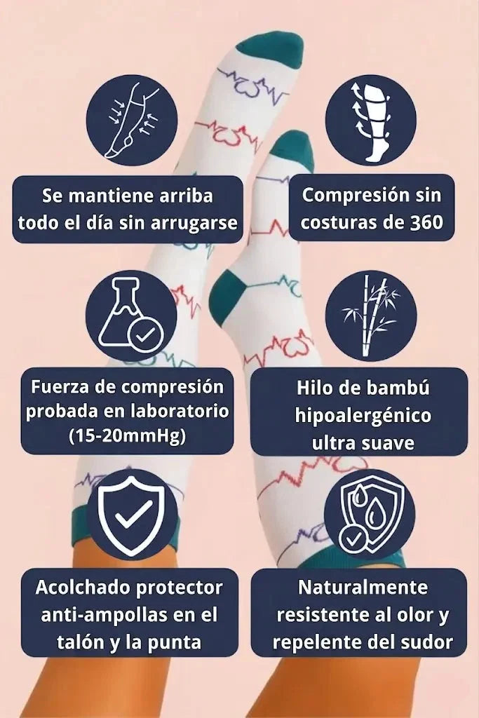 Calcetines de compresión Latidos Blanco — imagen del producto 3